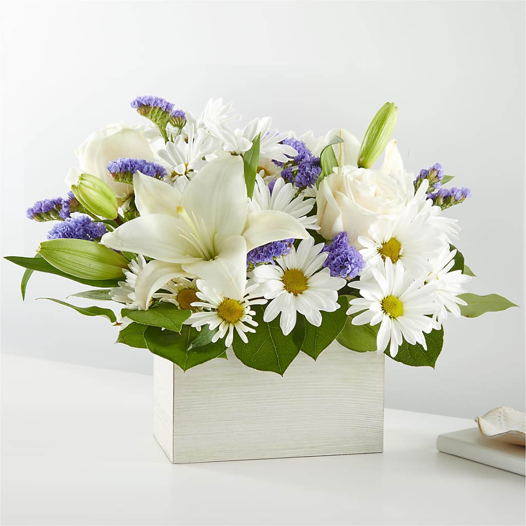 Beyond Blue Box Bouquet – ROBIN'S CORNER FLOWER SHOP, Taunton MA