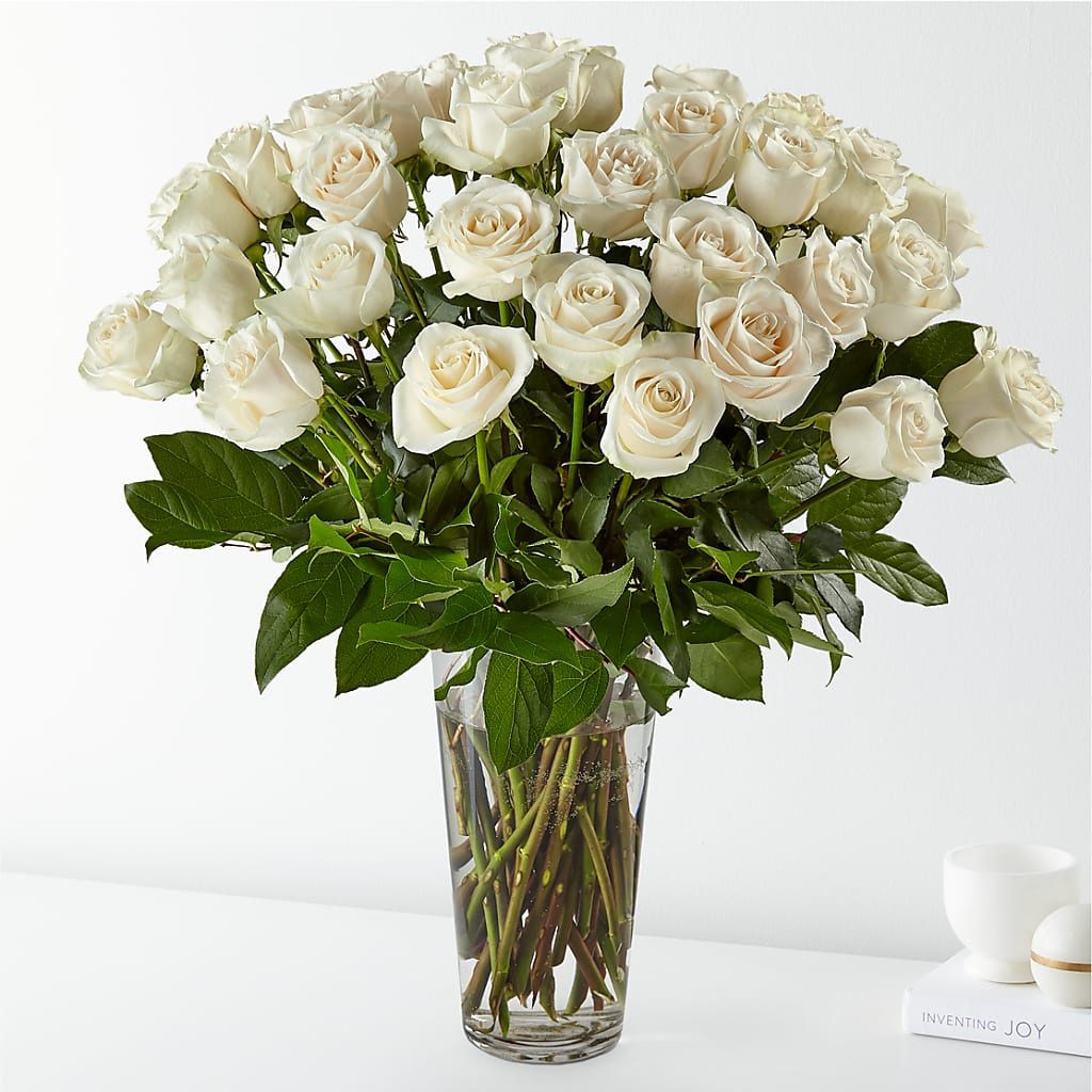 Long Stem White Rose Bouquet – ROBIN'S CORNER FLOWER SHOP, Taunton MA