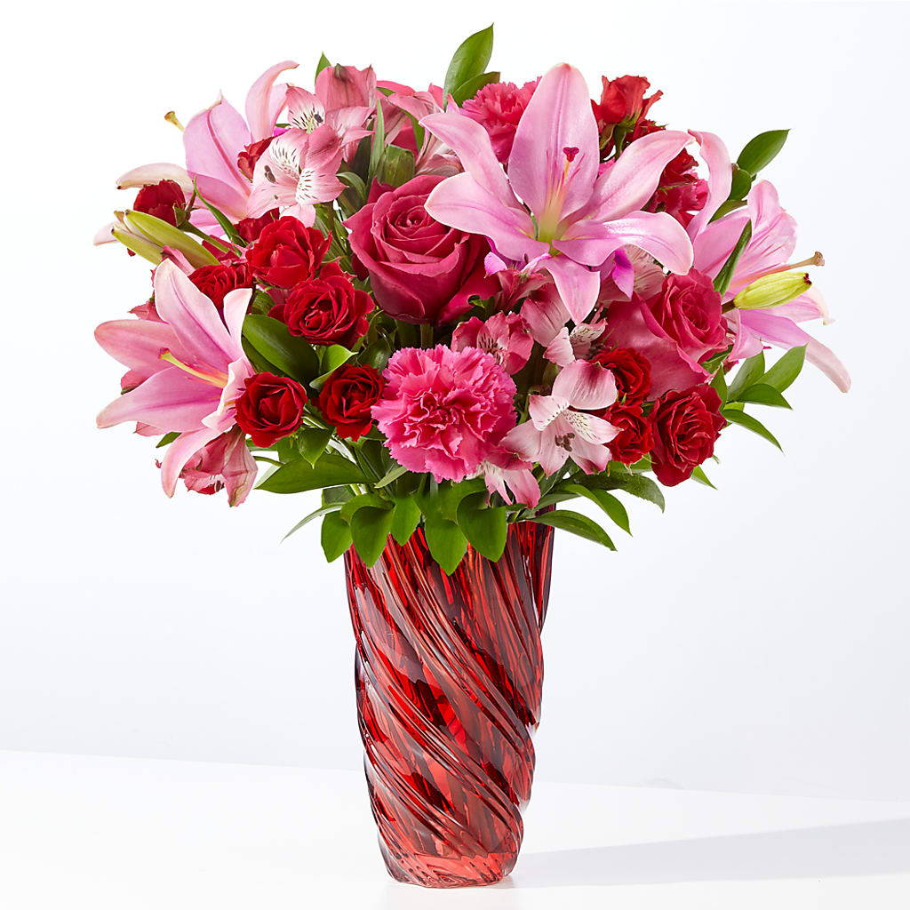 In Love Bouquet with Luxe Swirl Vase – ROBIN'S CORNER FLOWER SHOP, Taunton MA