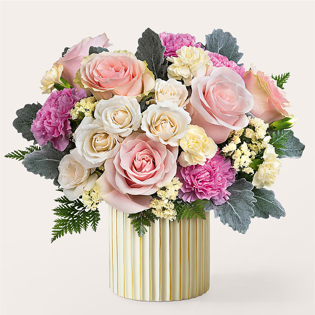 Blissful Moments Bouquet with Ivory Vase – ROBIN'S CORNER FLOWER SHOP, Taunton MA