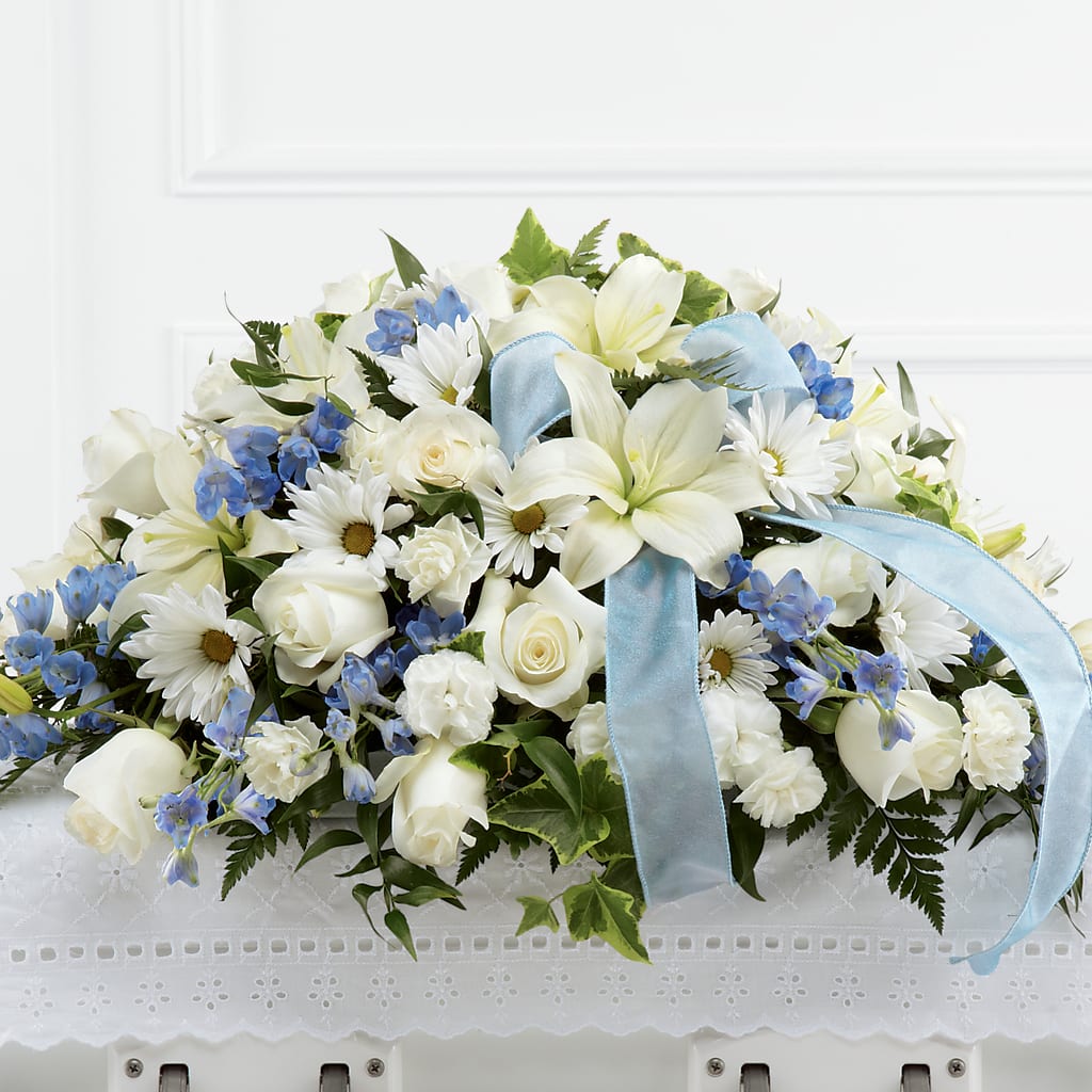 Tender Treasure Casket Spray – ROBIN'S CORNER FLOWER SHOP, Taunton MA