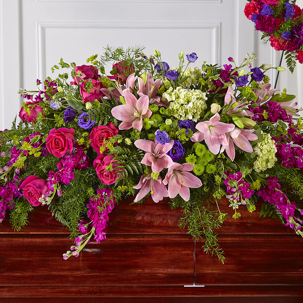 Radiant Tribute Casket Spray – ROBIN'S CORNER FLOWER SHOP, Taunton MA
