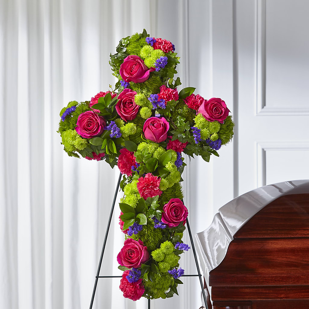 Tribute Rose Floral Cross – ROBIN'S CORNER FLOWER SHOP, Taunton MA