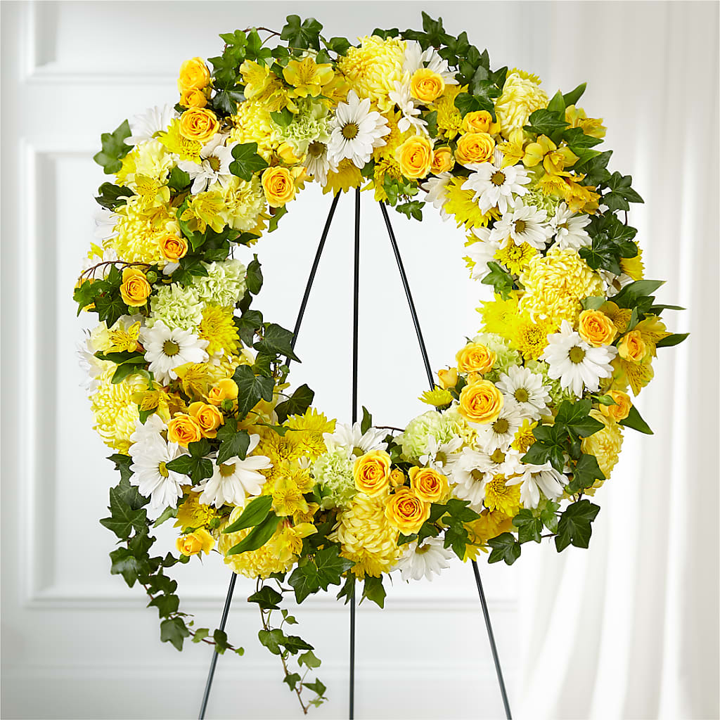 Golden Remembrance Wreath – ROBIN'S CORNER FLOWER SHOP, Taunton MA