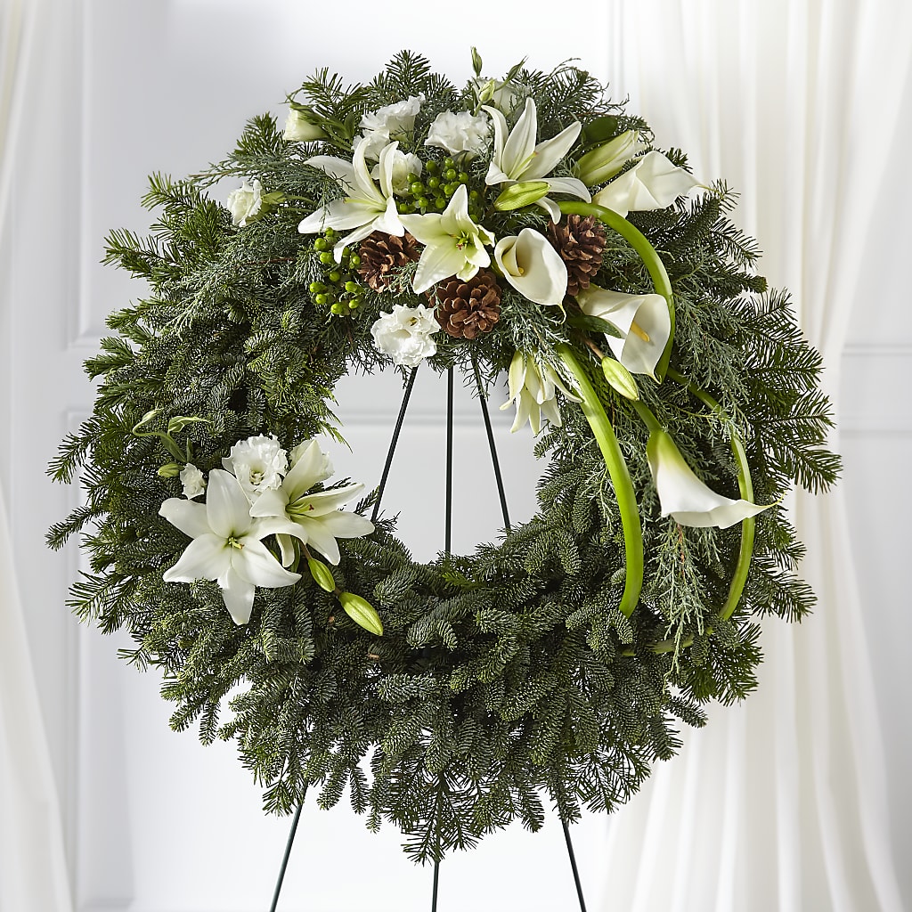 Greens of Hope Wreath – ROBIN'S CORNER FLOWER SHOP, Taunton MA