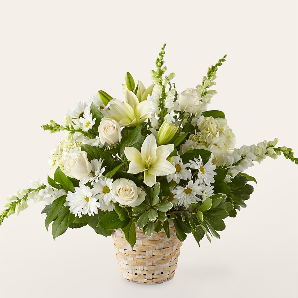 Ivory Elegance Floral Basket – ROBIN'S CORNER FLOWER SHOP, Taunton MA