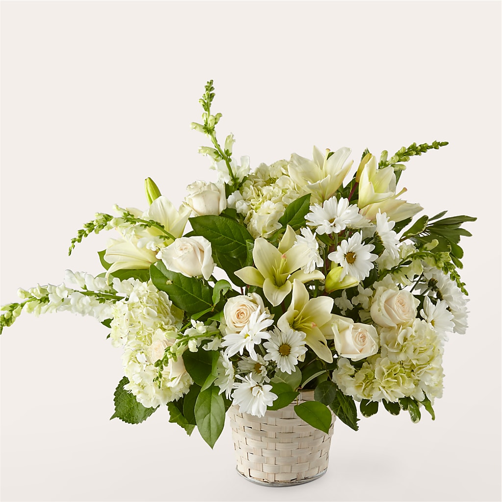 Ivory Elegance Floral Basket – ROBIN'S CORNER FLOWER SHOP, Taunton MA