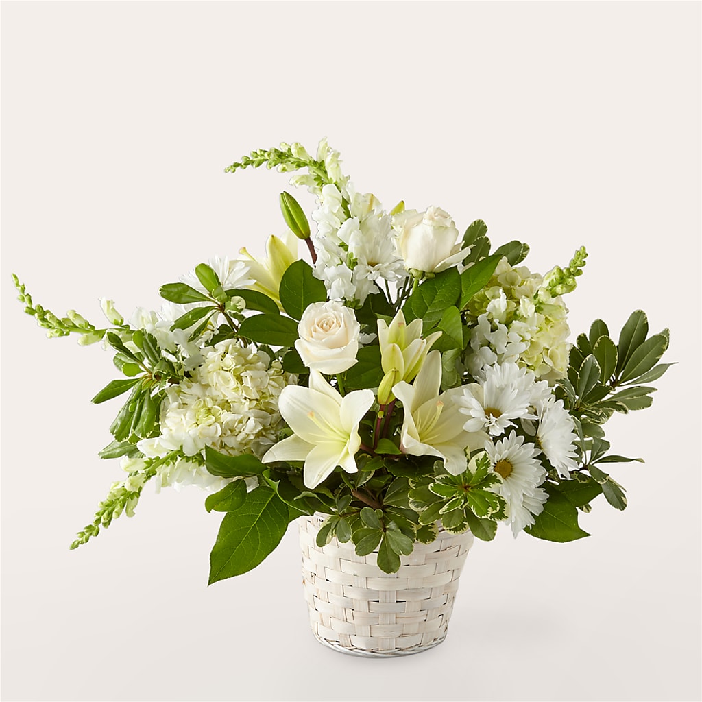 Ivory Elegance Floral Basket – ROBIN'S CORNER FLOWER SHOP, Taunton MA