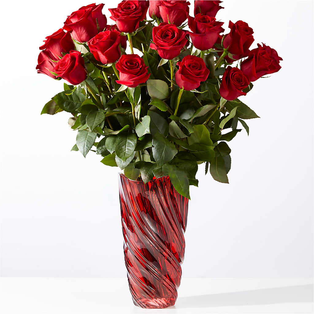 Classic Love Red Rose Bouquet with Luxe Swirl Vase – ROBIN'S CORNER FLOWER SHOP, Taunton MA