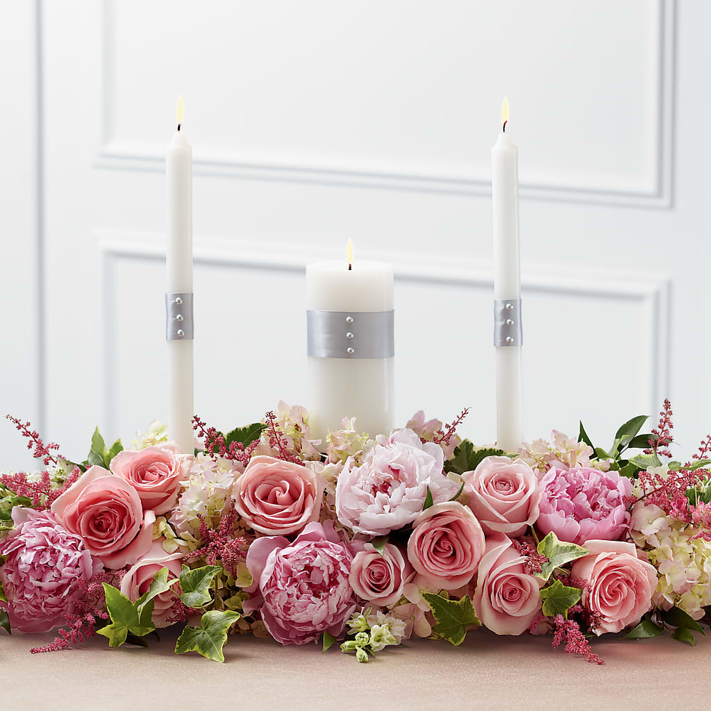 Worldwide Romance Unity Candle Arrangement – ROBIN'S CORNER FLOWER SHOP, Taunton MA