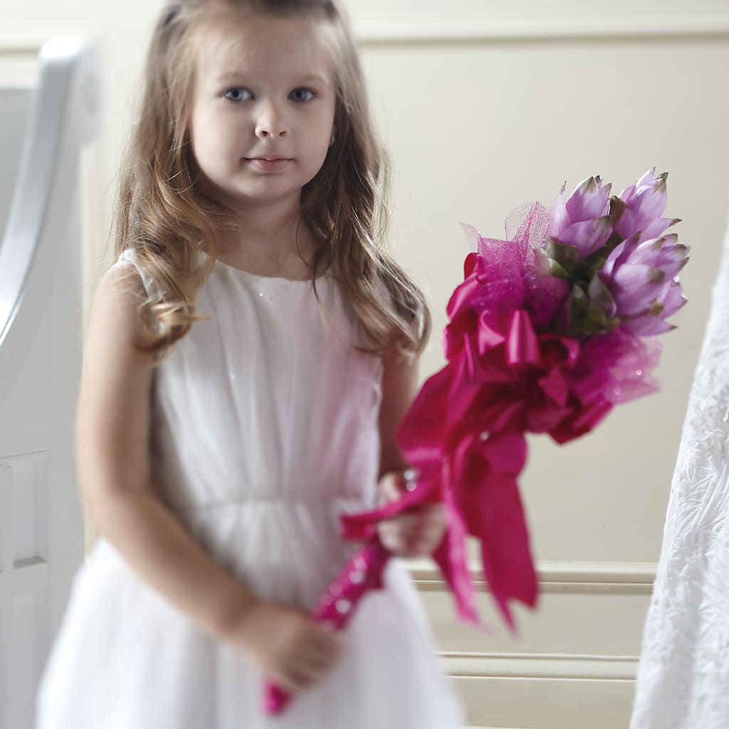 Sparkle Pink Flower Girl Bouquet – ROBIN'S CORNER FLOWER SHOP, Taunton MA