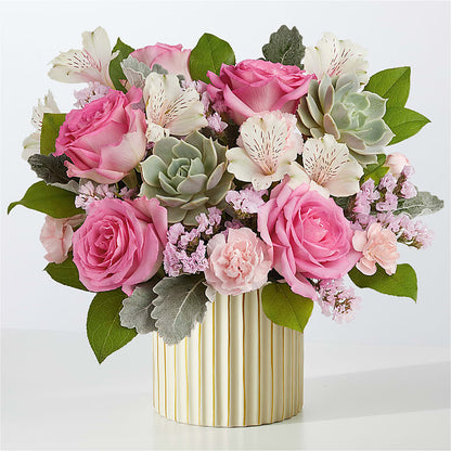 Dusty Rose Bouquet with Ivory Vase – ROBIN'S CORNER FLOWER SHOP, Taunton MA