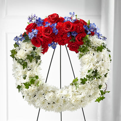Patriotic Passion Wreath – ROBIN'S CORNER FLOWER SHOP, Taunton MA