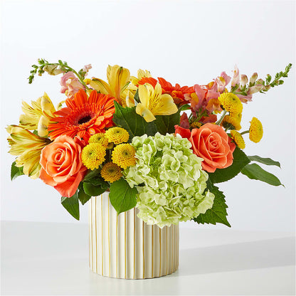 Autumn Sunshine Bouquet with Ivory Vase – ROBIN'S CORNER FLOWER SHOP, Taunton MA