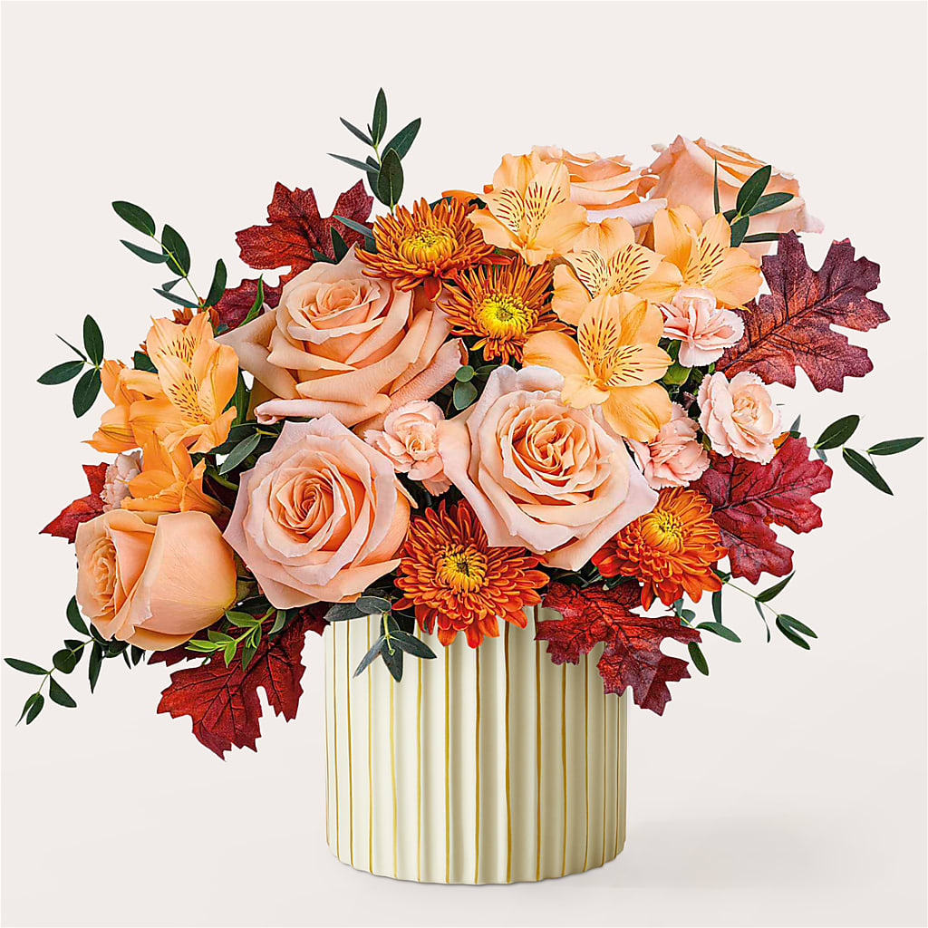 Spiced Latte Bouquet with Ivory Vase – ROBIN'S CORNER FLOWER SHOP, Taunton MA