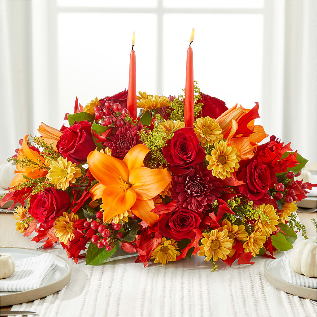 Autumn's Embrace Centerpiece – ROBIN'S CORNER FLOWER SHOP, Taunton MA