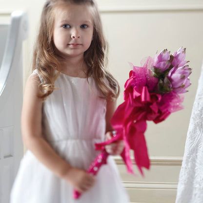 Sparkle Pink Flower Girl Bouquet – ROBIN'S CORNER FLOWER SHOP, Taunton MA